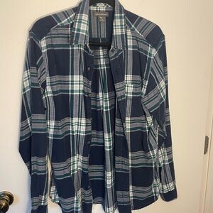 Eddie Bauer Blue and Teal Fleece Plaid Shirt